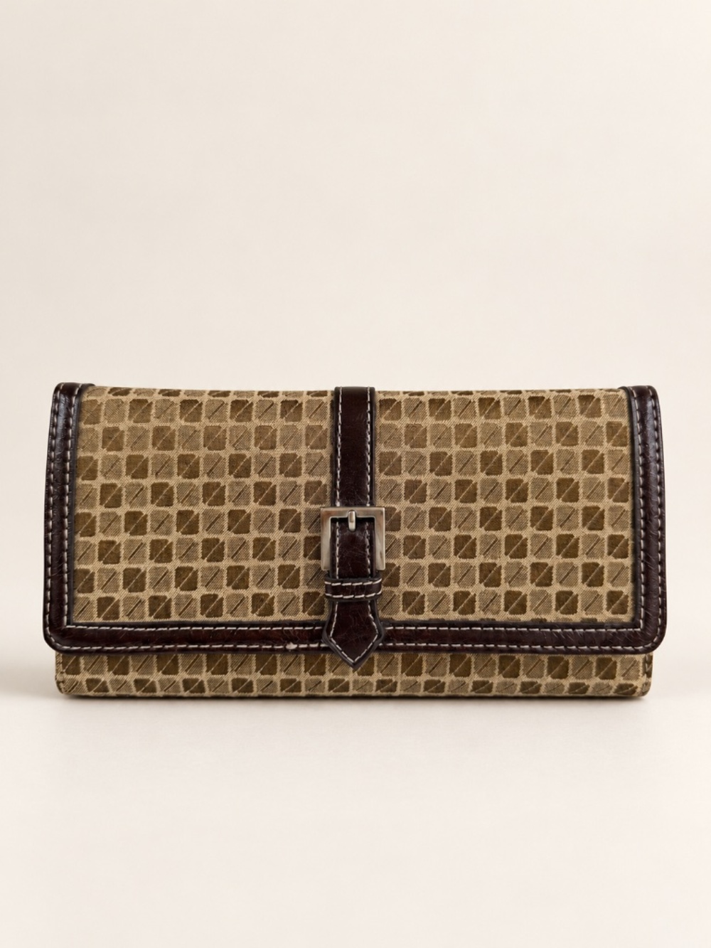 Nine & Co. by Nine West Khaki & Espresso Large Trifold Wallet NWT